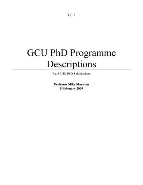 gcu phd programme descriptions
