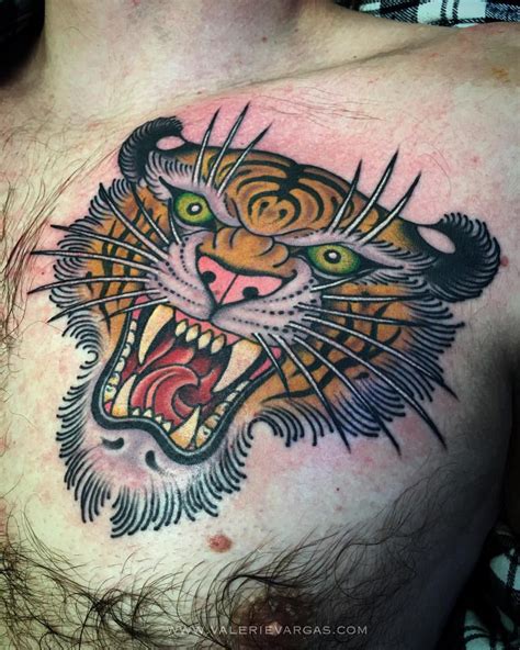 Tiger Head Tattoo By Valerie Vargas Tiger Head Tattoo Head Tattoos