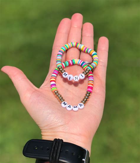 colorful custom clay bead bracelet etsy