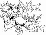 Pokemon Coloring Eevee Pages Evolutions Color Printable Choose Board Activities sketch template