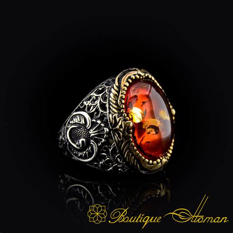 amber classic silver ring boutique ottoman exclusive