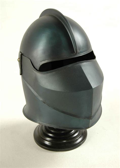 medieval knight helmet  visor blue finish