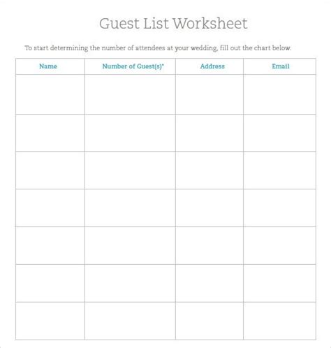 guest list templates word excel  templates guest list template list template