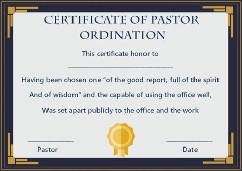 pastor license certificate template certificate templates