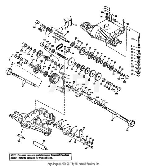 troy bilt  hp gear drive garden tractor sn  parts diagram  transmission
