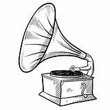 Phonograph Phonographe Gramophone Fonografo Croquis Schets Abbozzo Plattenspieler Doodle Vecteur sketch template