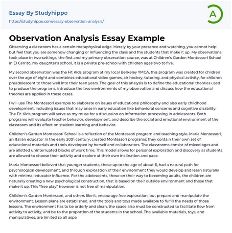 observation analysis essay  studyhippocom
