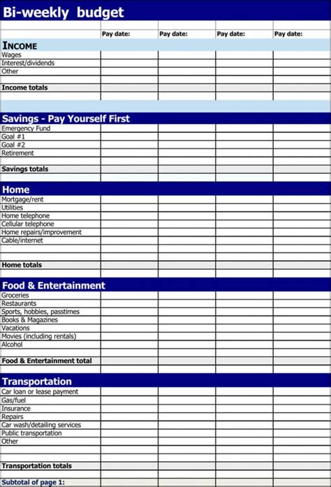 budget planner  templates printable  printable worksheet