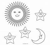 Sun Coloring Pages Moon Stars Printable Kids Cool2bkids sketch template