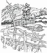 Farm Scenes Drawing Pages Coloring Getdrawings sketch template