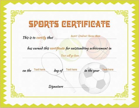 sports certificate template  ms word   http