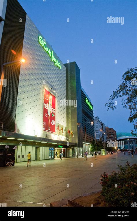 facade  el corte ingles shopping center night view felipe ii stock photo royalty  image