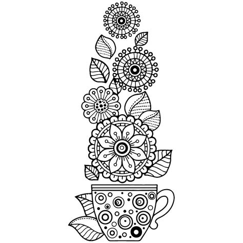 flowers   tea cup coloring page coloring pages abstract coloring