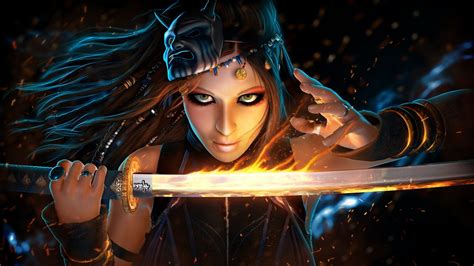 Fantasy Art Concept Art Women Warrior Redhead Sword