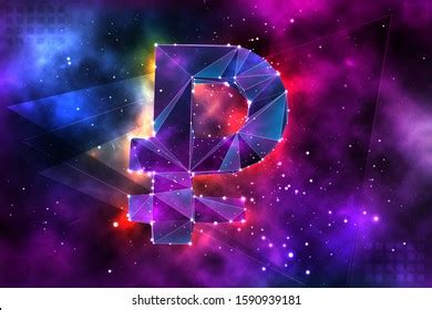 volumetric vector ruble currency symbol space stock vector royalty