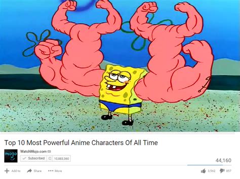 musclebob buffpantsu top 10 anime list parodies know your meme