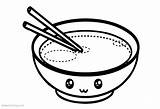 Bowl Coloring Pages Food Cartoon Eyes Cute Printable Kids Color sketch template