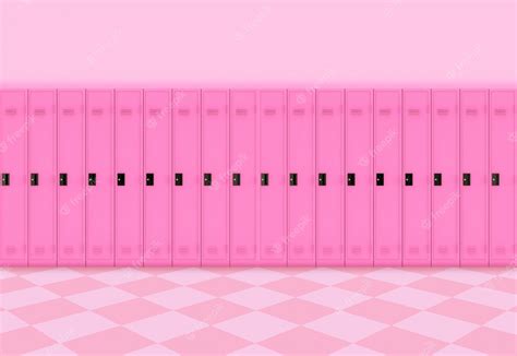 Premium Photo 3d Rendering Sweet Pink Metal Lockers Row Background