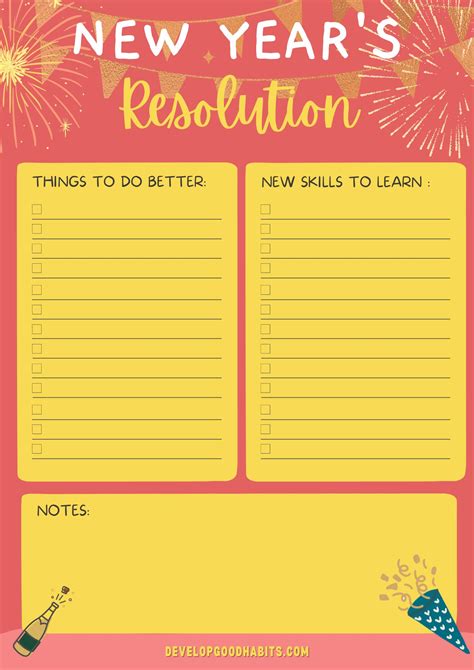 printable  years resolutions templates   reportwire