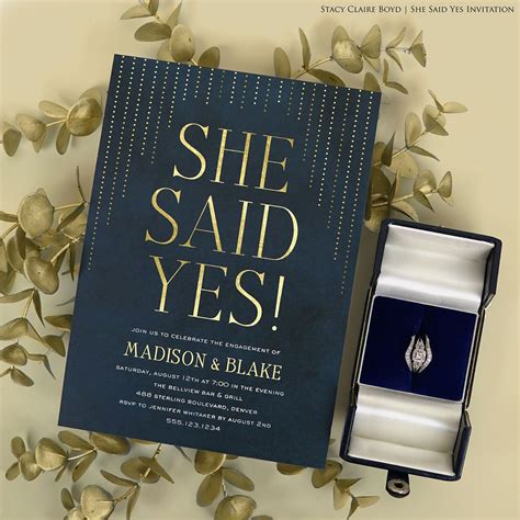 She Said Yes Invitation Engagement Party Invitations