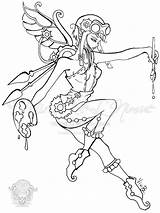 Fairy Line Lineart Drawing Steampunk Deviantart Drawings Coloring Pages Tattoo Fantasy Adult Paintingvalley Visit Sketches Celia Doll She sketch template