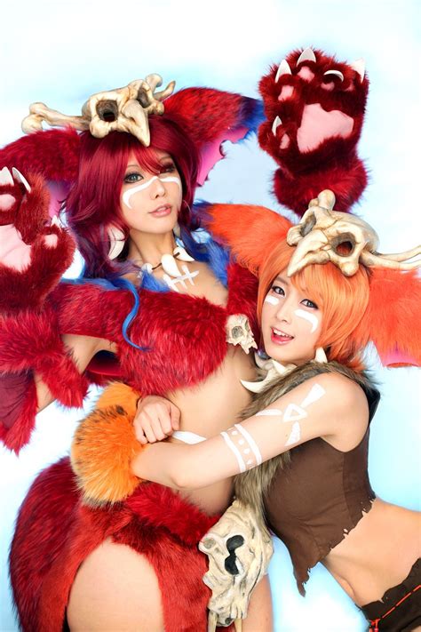 spiral cats beautifully cosplay gnar and mega gnar from league of legends