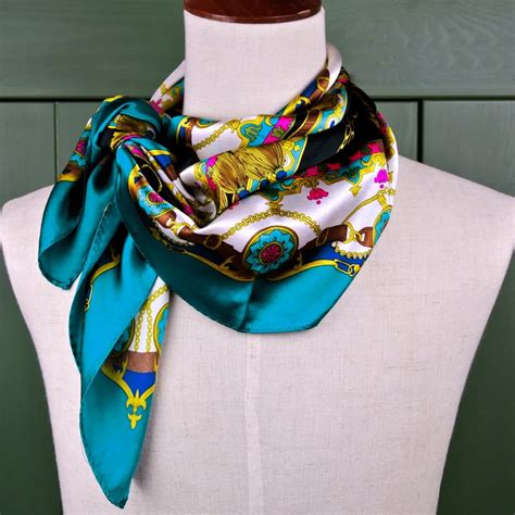 cm scarves turquoise multicolor printed big square shawl  silk