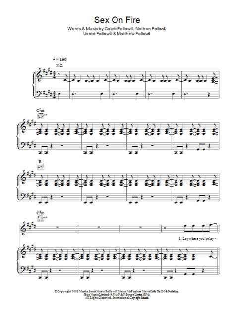 sex on fire sheet music kings of leon piano vocal and guitar chords