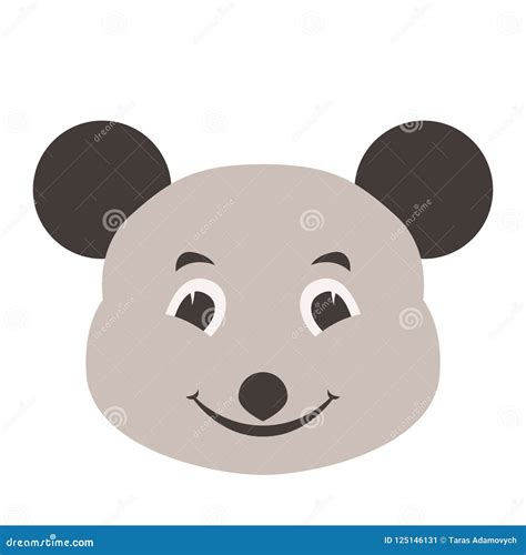 mouse face cartoon vector illustration flat style front stock vector