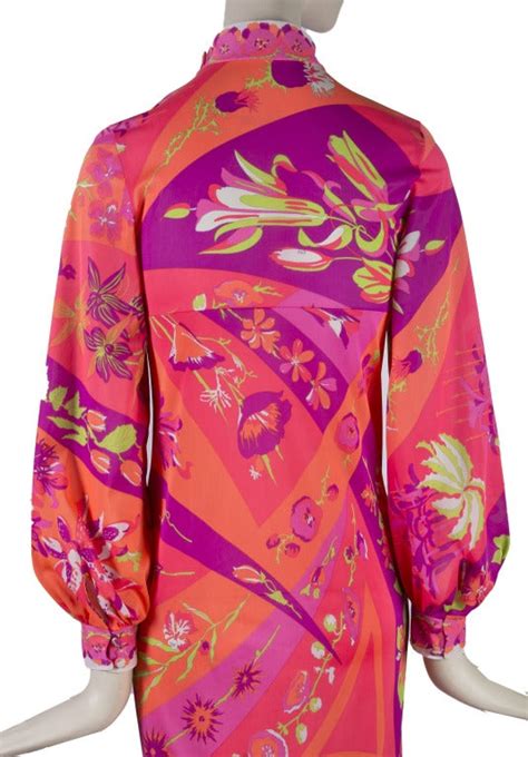 vintage emilio pucci bright pink and orange robe maxi dress for sale at 1stdibs