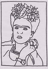 Frida Kahlo Coloring Pages Colouring Portrait Self Embroidery Monkey Paintings Searches Recent sketch template