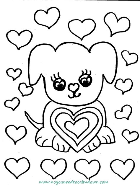 cute dog valentine  day coloring page  printable valentines day