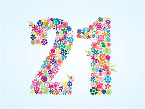 vector colorful floral  number design isolated  white background