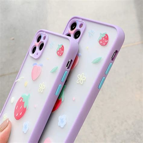 cute strawberry camera protection phone case  iphone  pro max xr xs max     soft tpu