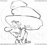 Heavy Carrying Burden Clipart Load Exhausted Businessman Cartoon Boulder Toonaday Royalty Vector 2021 sketch template