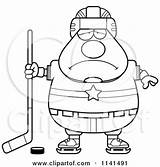 Hockey Chubby Player Man Coloring Clipart Cartoon Depressed Cory Thoman Outlined Vector Surprised 2021 Clipartof sketch template