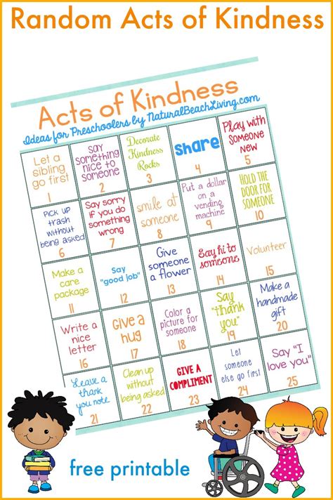 random acts  kindness ideas  preschoolers kindergarten