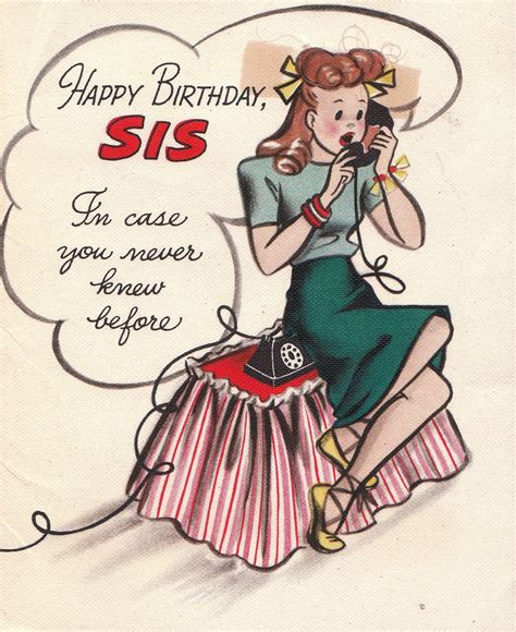 Vintage 1942 Hallmark Happy Birthday Sis Greetings Card B70
