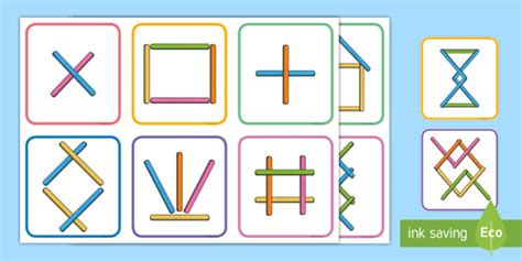 lolly stick shape pattern cards activities  geostrips