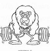Coloring Gym Fitness Drawing Cartoon Weightlifting Clipart Lion Pages Bodybuilder Strong Cat Lifting Weight Big Lineart Getdrawings Line Leishman Ron sketch template
