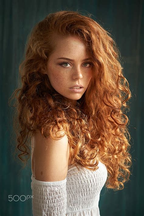 Women Model Redhead Looking Into The Distance Long Hair Portrait