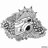 Camera Doodle Hipster Drawing Stock Vector Retro Mandala Zentangle Sketches Adobe sketch template