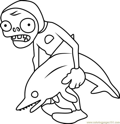 dolphin rider zombie coloring page  kids  plants  zombies