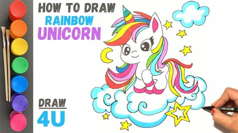 learn   draw cute rainbow unicorn youtube