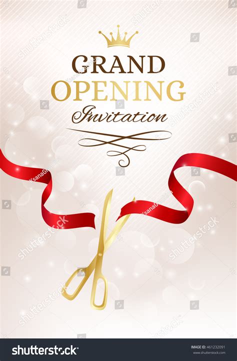 grand opening invitation card  cut red royalty  stock vector  avopixcom