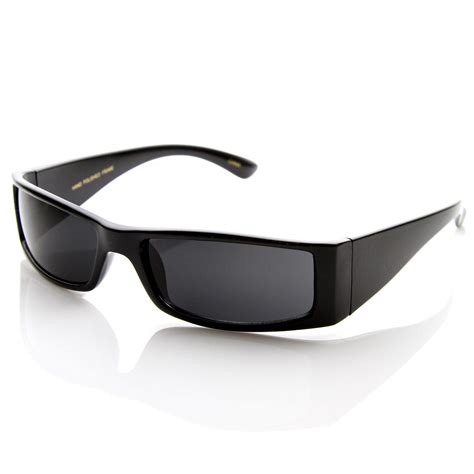 fashion slim rectangular wrap around dark lens sunglasses sunglass la