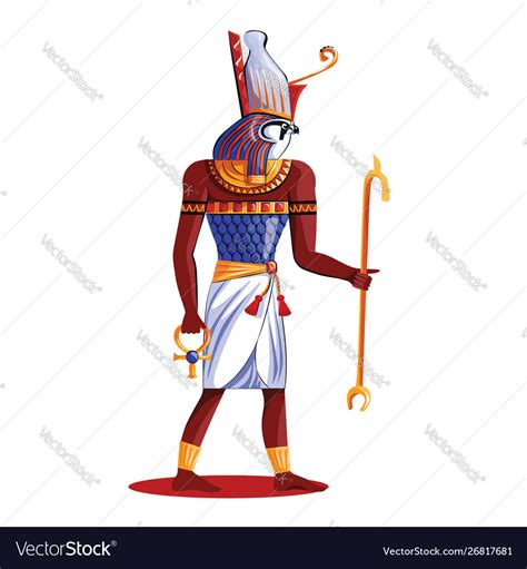 Ancient Egypt Sun God Horus Cartoon Royalty Free Vector