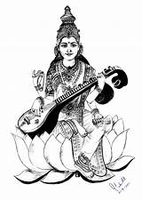 Saraswati Maa Sketch Inde Sarasvati Adultos Coloriages Adulte Veena Vêtements Quaid Azam Xcolorings Couronne Niveau énormément Vishnu Deesse Hindu Paintingvalley sketch template