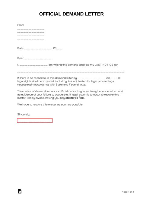 sample demand letter  money owed  document template