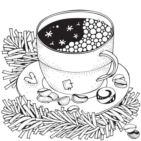 hot cocoa  winter coloring page  adult coloring printable adult